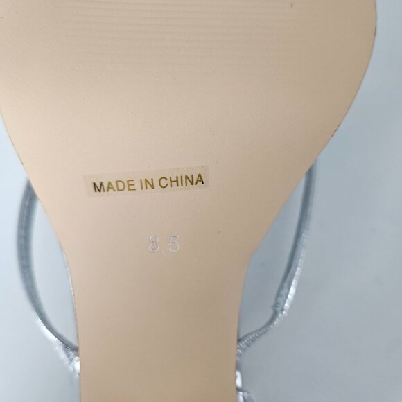 Womens 8.5 Silver Block Heel Sandals Strappy Adj Ankle Strap Party Wedding Sexy - Picture 10 of 13